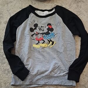 Disney Mickey & Minnie Womens Sweatshirt - Gray & Black